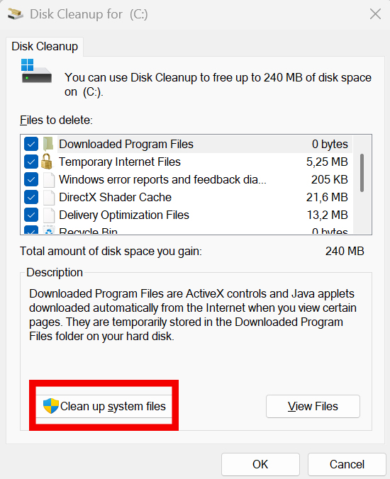 Clean system files