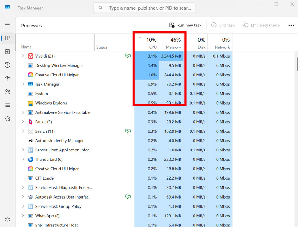 task manager screenshot